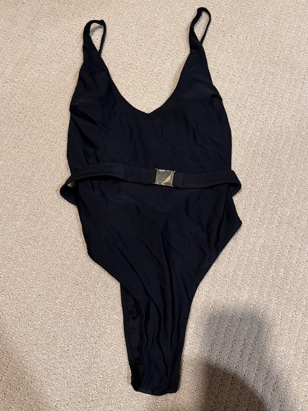 Women's Black One-Piece Swimsuit with belt